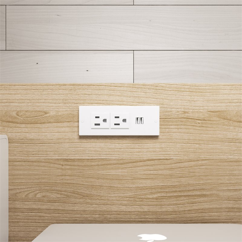 Jamesdar Core Steel L-Shape Desk in White & Natural