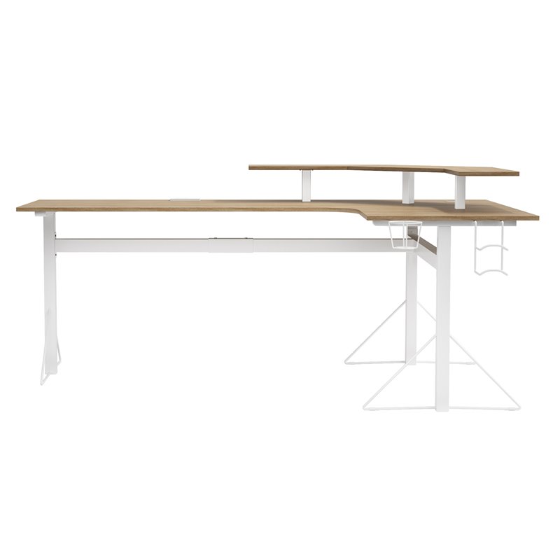 Jamesdar Core Steel L-Shape Desk in White & Natural