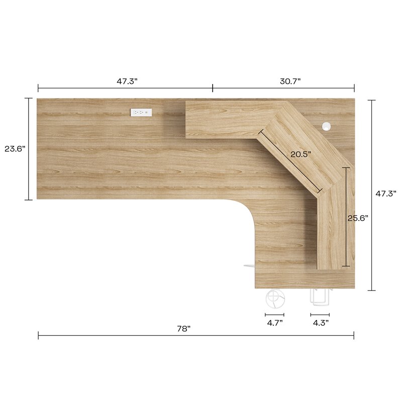 Jamesdar Core Steel L-Shape Desk in White & Natural