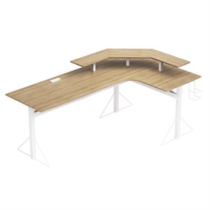 jamesdar core steel l-shape desk in white & natural