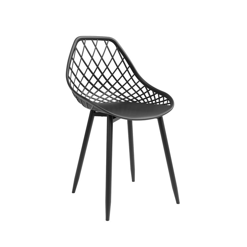 Jamesdar Kurv Plastic and Steel Dining Chair 2 Piece Set in Black