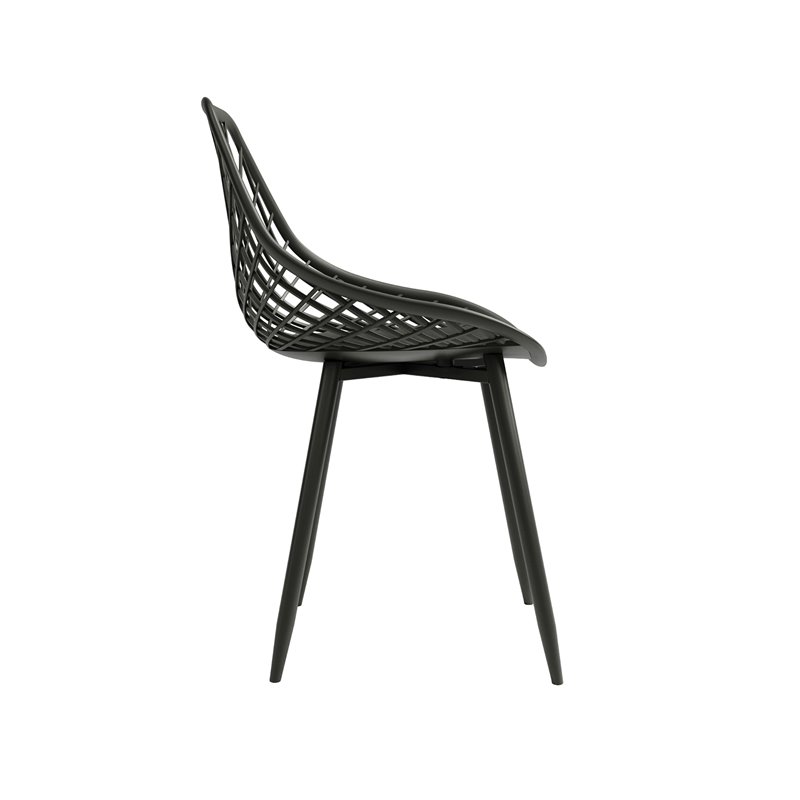 Jamesdar Kurv Plastic and Steel Dining Chair 2 Piece Set in Black
