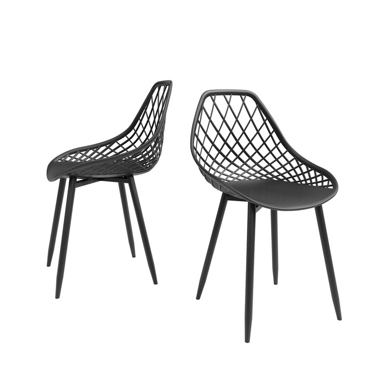 Jamesdar Kurv Plastic and Steel Dining Chair 2 Piece Set in Black