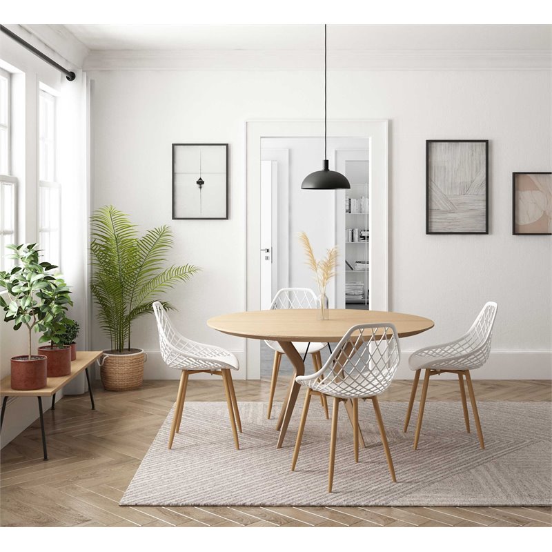 Jamesdar Kurv Steel Dining Chair 2 Piece Set in White & Natural