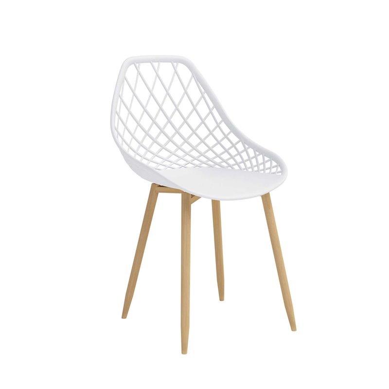 Jamesdar Kurv Steel Dining Chair 2 Piece Set in White & Natural