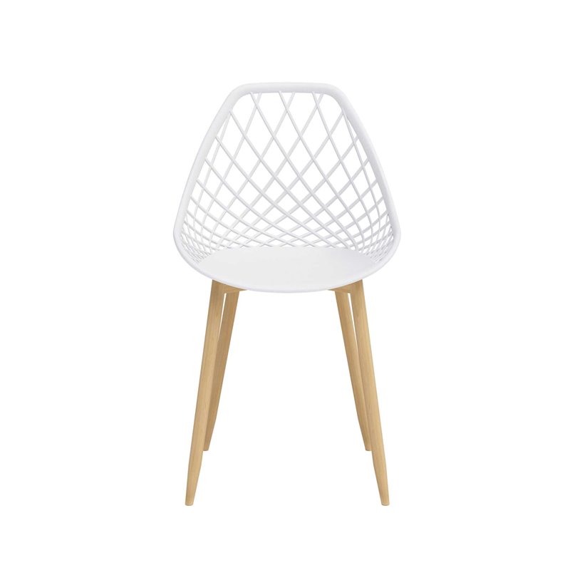 Jamesdar Kurv Steel Dining Chair 2 Piece Set in White & Natural