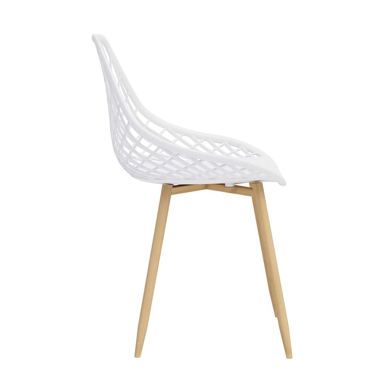Jamesdar Kurv Steel Dining Chair 2 Piece Set in White & Natural