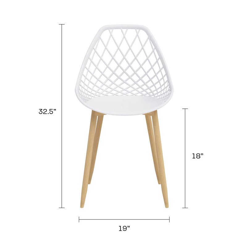 Jamesdar Kurv Steel Dining Chair 2 Piece Set in White & Natural