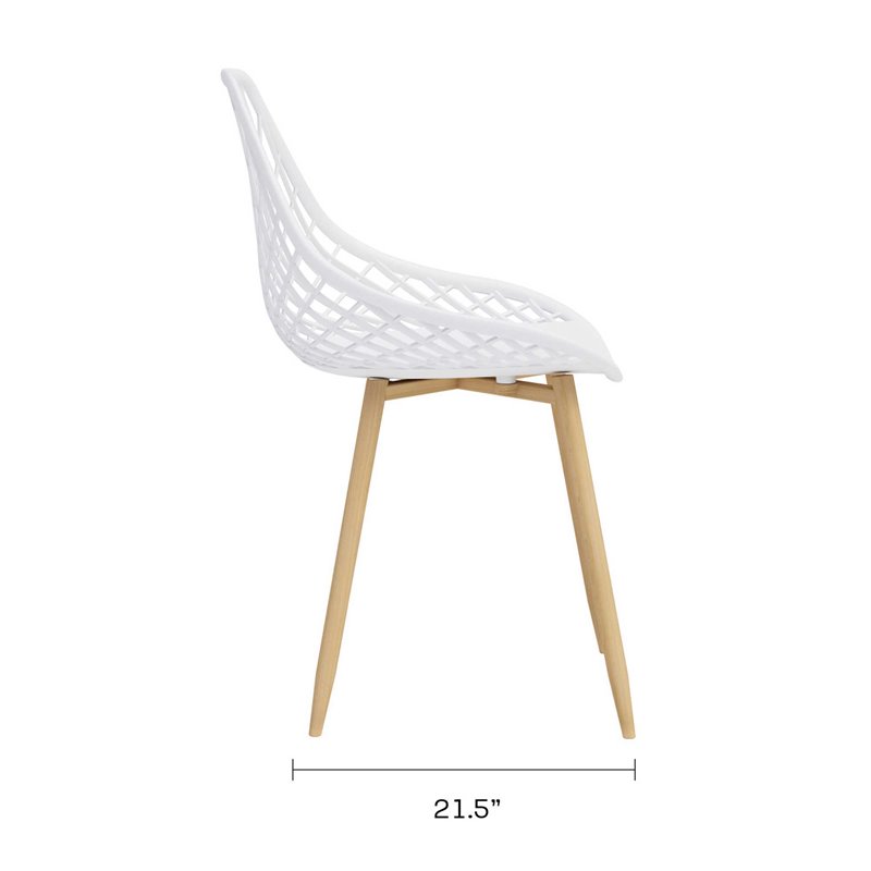 Jamesdar Kurv Steel Dining Chair 2 Piece Set in White & Natural
