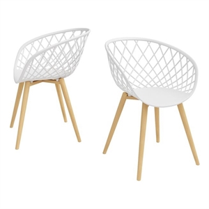 jamesdar kurv steel and plastic mini chair 2 piece set in white & natural