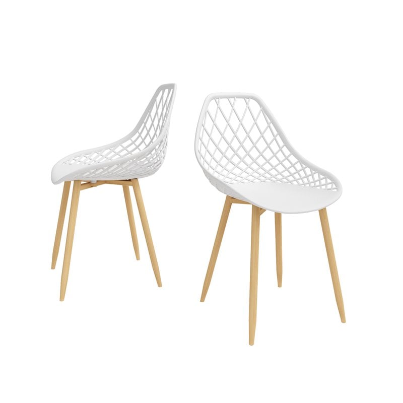 Jamesdar Kurv Steel 3 Piece Cafe Set in White & Natural
