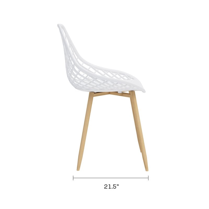 Jamesdar Kurv Steel 3 Piece Cafe Set in White & Natural