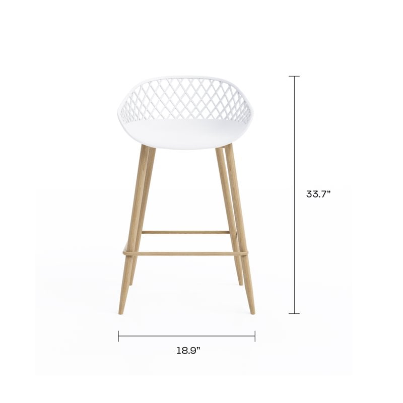 Jamesdar Kurv Steel 3 Piece Counter Height Cafe Set in White & Natural