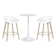 Jamesdar Kurv Steel 3 Piece Counter Height Cafe Set in White & Natural