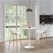 Jamesdar Kurv Steel 3 Piece Counter Height Cafe Set in White & Natural