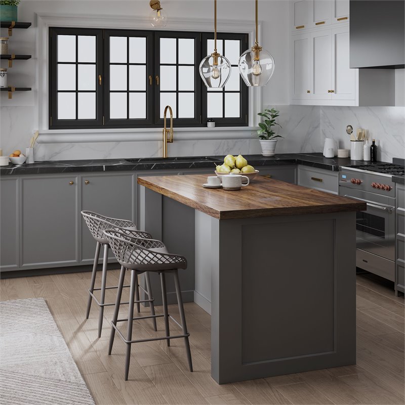 Jamesdar Kurv Steel Counter Stool 2 Piece Set in Warm Gray