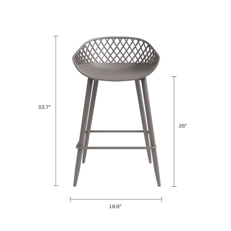 Jamesdar Kurv Steel Counter Stool 2 Piece Set in Warm Gray