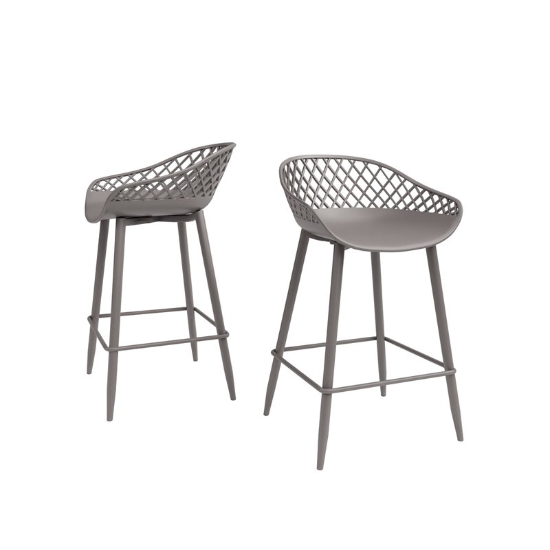 Jamesdar Kurv Steel Counter Stool 2 Piece Set in Warm Gray