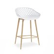 Jamesdar Kurv Plastic and Steel Counter Stool 2 Piece Set in White & Natural