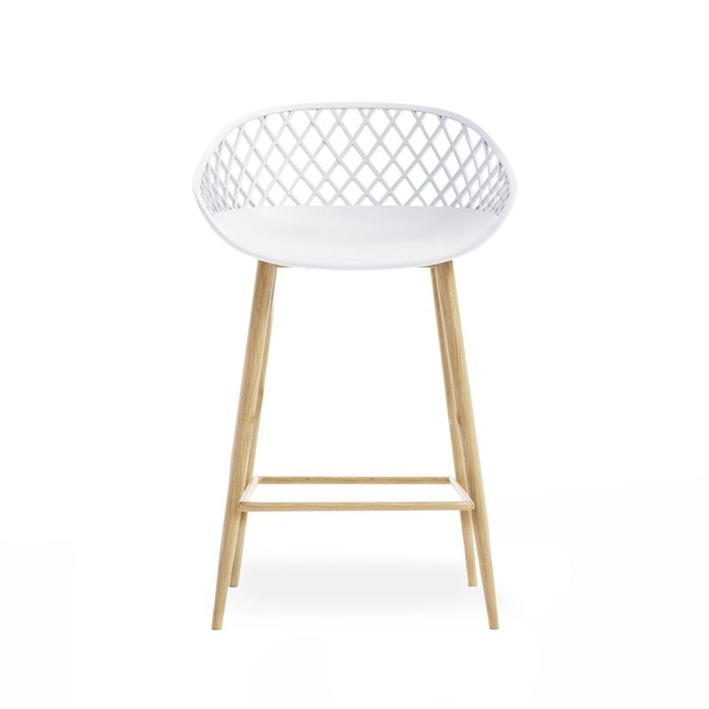 white plastic counter stools