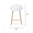 Jamesdar Kurv Plastic and Steel Counter Stool 2 Piece Set in White & Natural