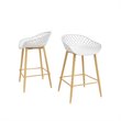 Jamesdar Kurv Plastic and Steel Counter Stool 2 Piece Set in White & Natural