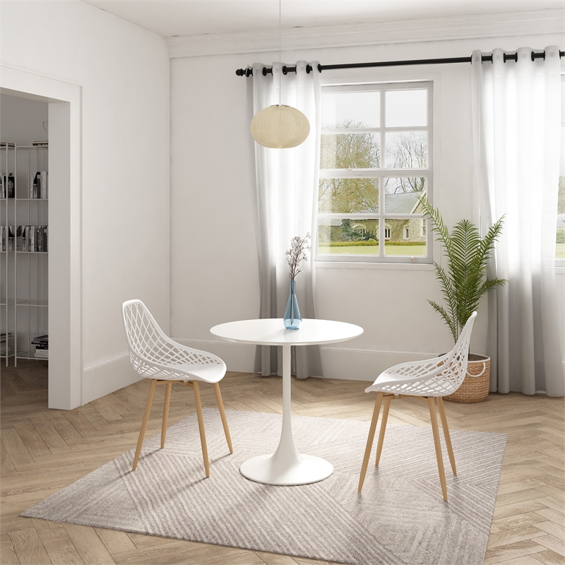 Jamesdar Kurv Wood and Steel 31.5 Cafe Table in White Cymax Business