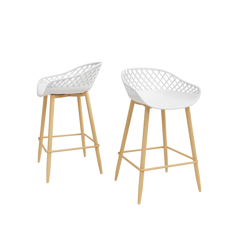 Jamesdar Kurv 3-Piece Counter Height Bistro Set in White for Indoor/Outdoor