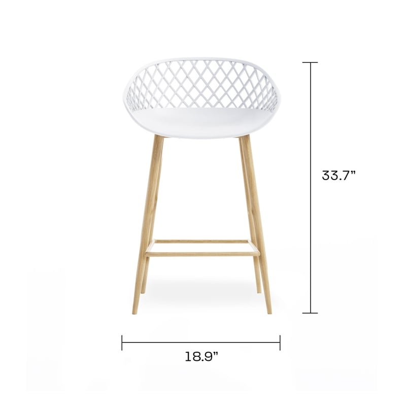 Jamesdar Kurv 3-Piece Counter Height Bistro Set in White for Indoor/Outdoor