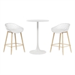 Jamesdar Kurv 3-Piece Counter Height Bistro Set in White for Indoor/Outdoor