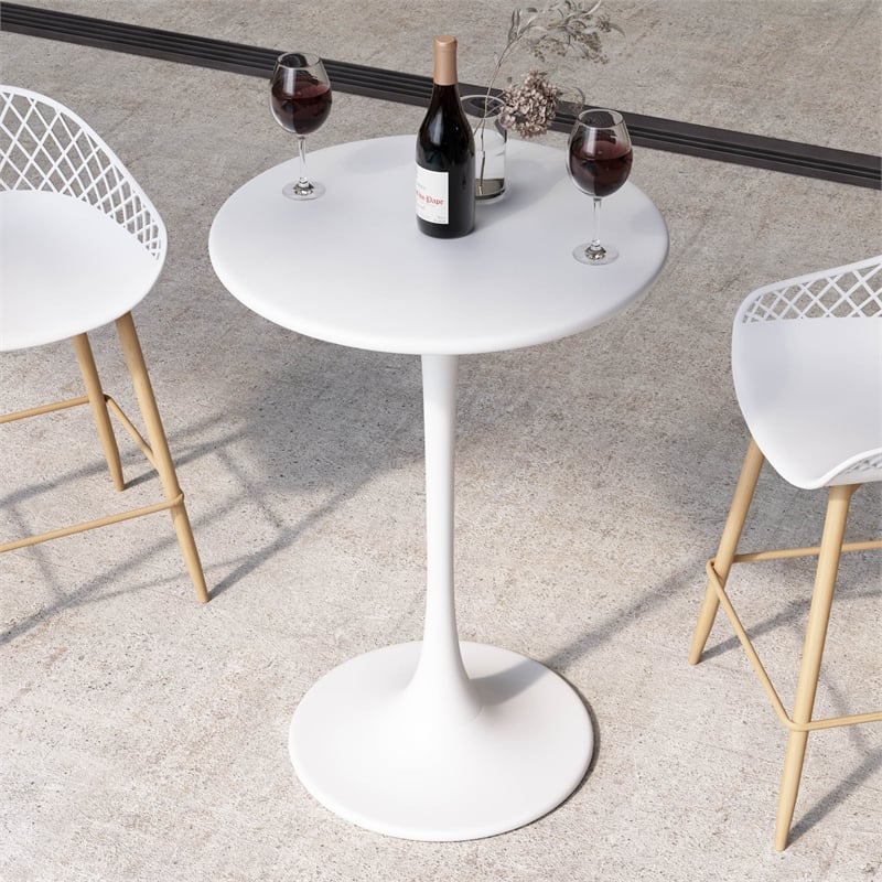 Jamesdar Kurv 3-Piece Counter Height Bistro Set in White for Indoor/Outdoor