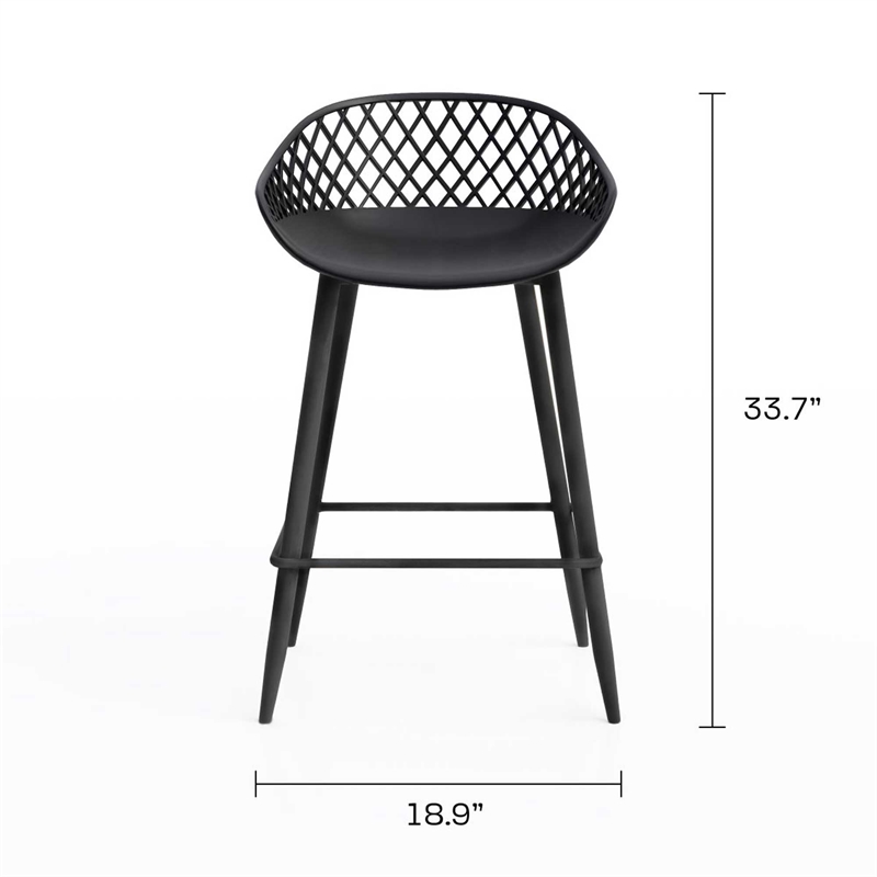 Jamesdar Kurv 3-Piece Counter Height Bistro Set in Black for Indoor/Outdoor