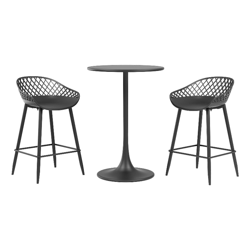 Jamesdar Kurv 3-Piece Counter Height Bistro Set in Black for Indoor/Outdoor