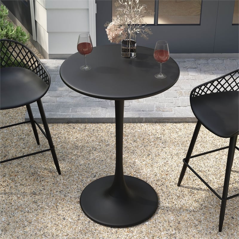 Jamesdar Kurv 3-Piece Counter Height Bistro Set in Black for Indoor/Outdoor