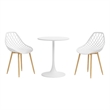 Jamesdar Kurv 3-Piece Bistro Set in White and Natural Indoor/Outdoor