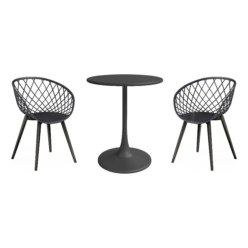 Jamesdar Kurv 3-Piece Lux Bistro Set in Black Indoor/Outdoor