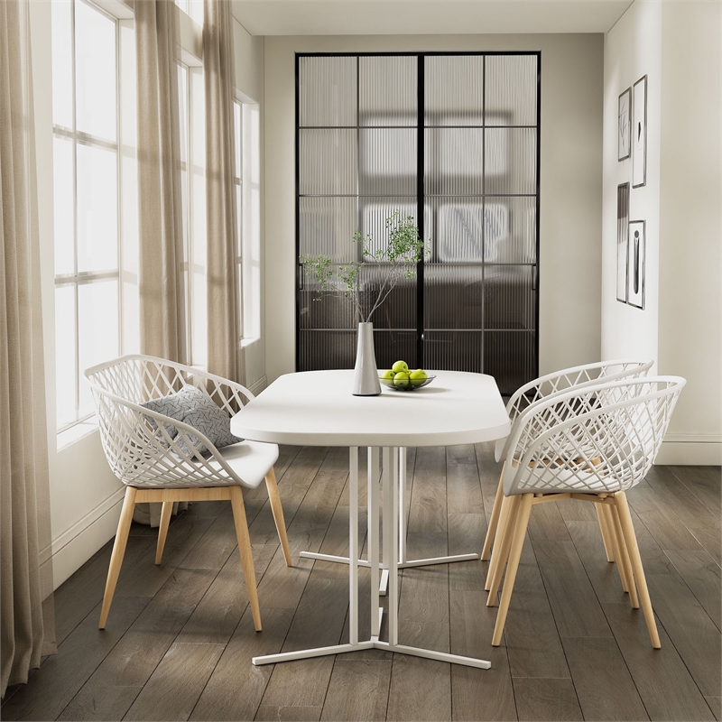 Jamesdar Kurv Bench White and Natural Indoor/Outdoor