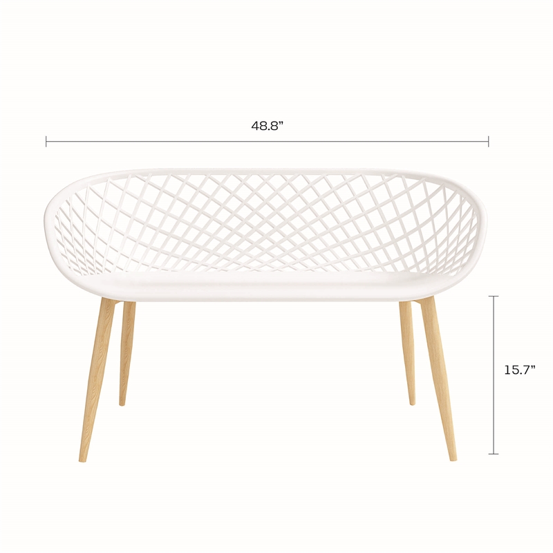 Jamesdar Kurv Bench White and Natural Indoor/Outdoor