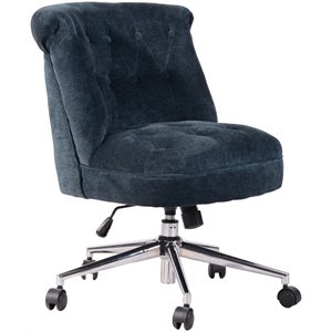 furniturer jaren swivel modern velvet upholstered home office chair in dark blue