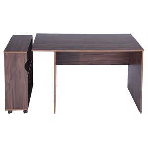 furniturer midtown engineered wood computer desk with rolling shelf