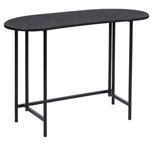 furniturer geriude oval modern engineered wood foldable computer table in black