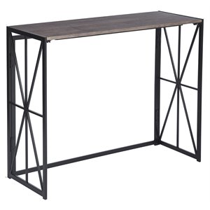 furniturer hores modern wood and metal foldable small console table in brown
