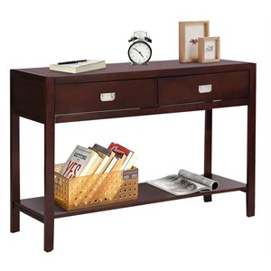 furniturer bianca modern wood console table with 2 drawers