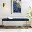 FurnitureR Rizzo 47.2'' Rectangular Metal and Velvet Upholstered Bench in Blue