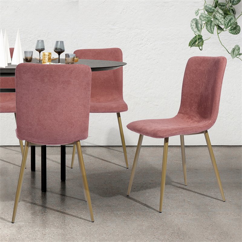 FurnitureR Scargill Fabric and Metal Dining Chairs in Coral Pink