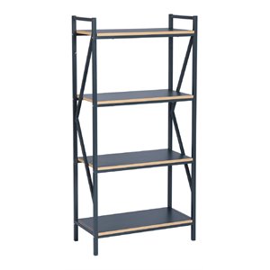 furniturer 4-shelf transitional wood k-frame bookcase in dark gray