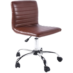 furniturer faux leather home office chair swivel height adjustable chrome- brown