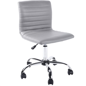 furniturer faux leather home office chair swivel height adjustable chrome - gray