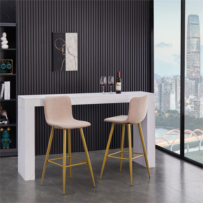 FurnitureR 26 IN Upholstered Metal Frame Bar Stool (Set of 2)