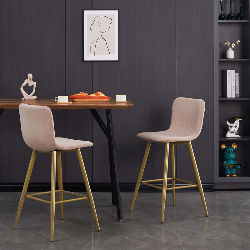 FurnitureR 26 IN Upholstered Metal Frame Bar Stool (Set of 2)